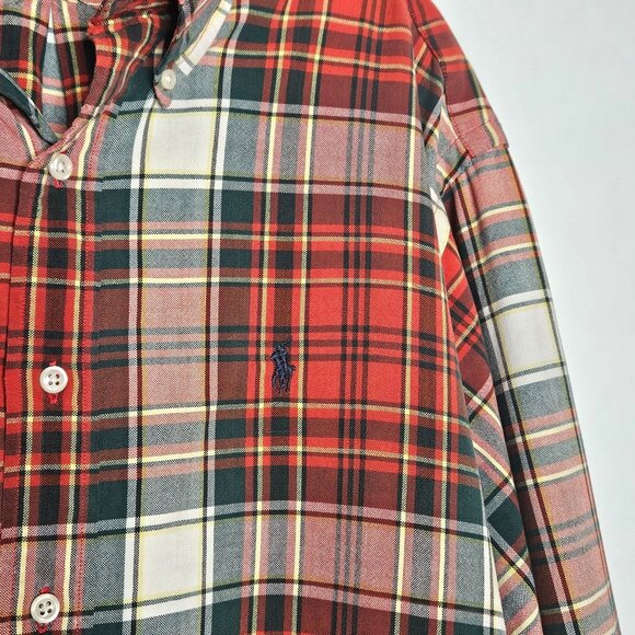 Vintage Ralph Lauren Shirt Mens Medium Red Plaid Button Up Preppy Western Casual - Picture 3 of 7